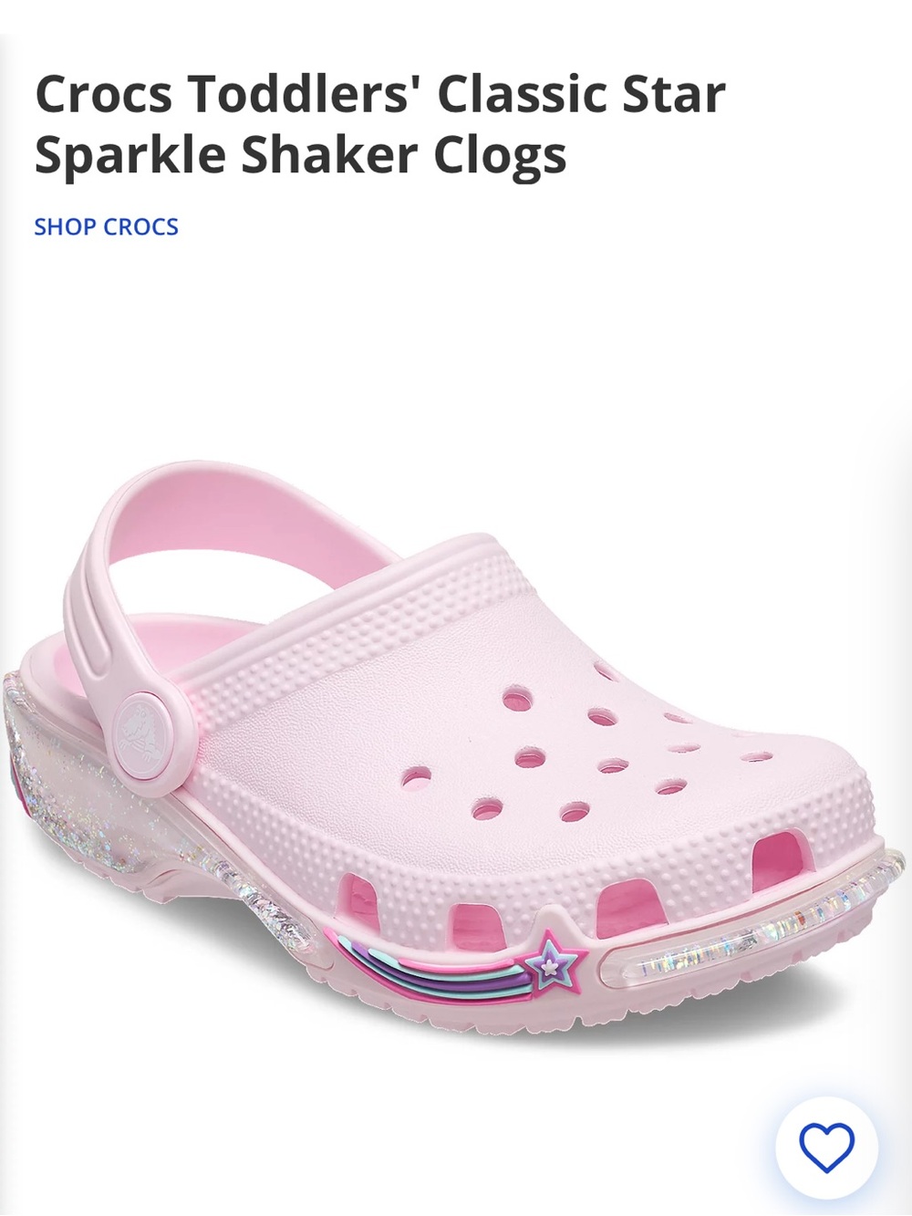 CROCS Kids Pink Star Sparkle Clog Sandals